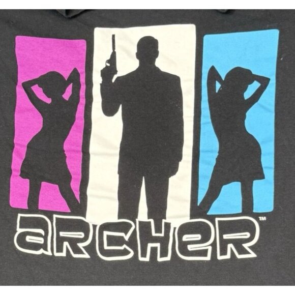Sterling Archer FX RIPPLE JUNCTION Black Graphic T-Shirt 2X Silhouette Profile - Picture 3 of 12